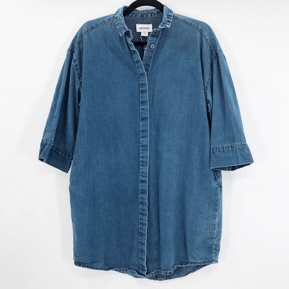 Monki Dresses & Skirts - Monki Women's Blue Denim Button Down Shirt Dress Size XXS